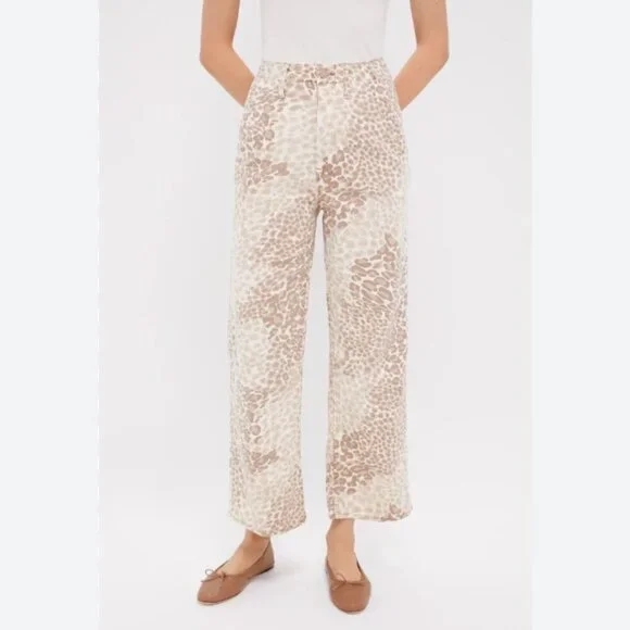 MotherThe Major Zip Ankle Spot On Jeans Wide Leg High Rise Leopard Size 29